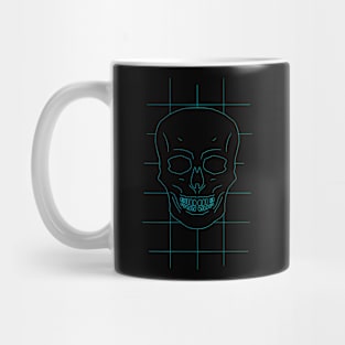 Fine line retro arcade old school tattoo skull shirt mug or sticker blue Mug